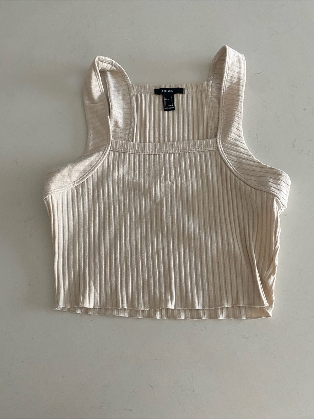 Forever 21 Ribbed Cream Cropped Tank